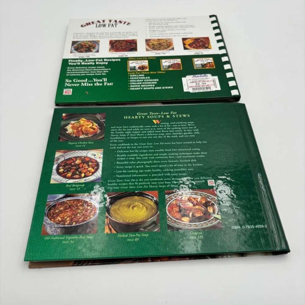 Time-Life Great Taste Low Fat Cookbooks Set of 2 Green Excellent Healthy Recipes